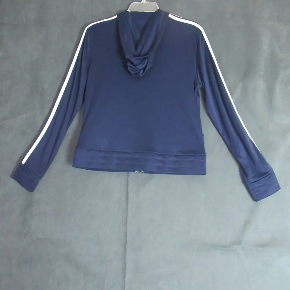 Adidas Jacket Boys Size Medium Blue Track Stripe Logo Full Zip Kids Active Sport